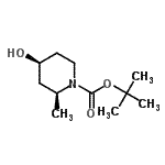 structure of CAS# 790667-99-1, 2-Methyl-2-propanyl (2S,4S)-4-hydroxy-2-methyl-1-piperidinecarboxylate;(2S,4S)-1-Boc-2-methyl-4-hydroxypiperidine;(2S,4S)-t<wbr>ert-butyl<wbr> 4-hydrox<wbr>y-2-methy<wbr>lpiperidi<wbr>ne-1-carb<wbr>oxylate;MFCD22415236