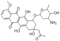 CAS#: 79438-97-4， 7-(4-Amino-5-Hydroxy-6-Methyloxan-2-Yl)Oxy-6,9,11-Trihydroxy-4-Methoxy-9-(2-Oxopropyl)-8,10-Dihydro-7H-Tetracene-5,12-Dione