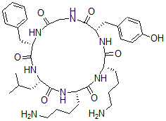 CAS 登录号：79525-56-7， (3S,6S,9S,12S,15S)-6,9-二(4-氨基丁基)-3-[(4-羟基苯基)甲基]-12-(2-甲基丙基)-15-(苯基甲基)-1,4,7,10,13,16-六氮杂环十八烷-2,5,8,11,14,17-六酮