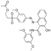 CAS 登录号：79641-13-7， 2-[3-[2-[(2,5-二甲氧基苯基)氨基甲酰]-3-羟基萘-1-基]偶氮-2-甲氧基苯基]磺酰基乙基乙酸酯