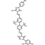 CAS#: 79665-31-9， 4-({1-[(2,4-Dimethylphenyl)amino]-1,3-dioxo-2-butanyl}diazenyl)-4'-{[3-methyl-1-(4-methylphenyl)-5-oxo-4,5-dihydro-1H-pyrazol-4-yl]diazenyl}-2,2'-biphenyldisulfonic acid
