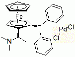 CAS#: 79767-72-9， Dichloro[(S)-N,N-Dimethyl-1-[(R)-2-(Diphenylphospino)Ferrocenyl]Ethyl-Amine]Palladium(II)