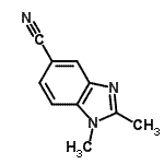 结构式 CAS# 80073-14-9, 1,2-二甲基-1H-苯并咪唑-5-甲腈