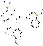 CAS#: 80893-93-2， 4,4'-(3-((1-Ethyl-4(1H)-quinolylidene)ethylidene)prop-1-ene-1,3-diyl)bis(1-ethylquinolinium) diiodide