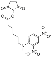 structure of CAS# 82321-04-8, N-Succinimidyl 6-(2,4-Dinitroanilino)Hexanoate;2,5-Pyrrolidinedione, 1-[[6-[(2,4-Dinitrophenyl)Amino]-1-Oxohexyl]Oxy]-;N-(2,4-Dinitrophenyl)-6-Aminocaproic  Acid  N-Succinimidyl  Ester;N-(2,4-DINITROPHENYL)-6-AMINOHEXANOIC ACID N-SUCCINIMIDYL ESTER