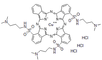 CAS#: 82864-58-2， [N,N',N''-Tris[3-(Dimethylamino)Propyl]-29H,31H-Phthalocyanine-C,C,C-Trisulfonamidato]-Copper Trihydrochloride