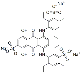CAS#: 83027-38-7， Trisodium 5,8-Bis[(2,6-Diethyl-4-Methyl-3-Sulphonatophenyl)Amino]-9,10-Dihydro-1,4-Dihydroxy-9,10-Dioxoanthracene-2-Sulphonate