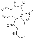 CAS#: 83621-98-1， 4,9-Dihydro-1,3-Dimethyl-4-((Ethylamino)Acetyl)Pyrrolo(3,2-B)(1,5)Benzodiazepin-10(1H)-One