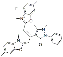 CAS#: 83803-40-1， 2-[2-(2,3-Dihydro-1,5-Dimethyl-3-Oxo-2-Phenyl-1H-Pyrazol-4-Yl)-3-(3,6-Dimethyl-3H-Benzoxazol-2-Ylidene)Prop-1-Enyl]-3,6-Dimethylbenzoxazolium Iodide