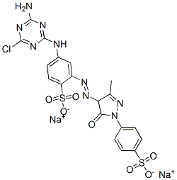CAS#: 84100-05-0， Disodium 4-[(4-Amino-6-Chloro-1,3,5-Triazin-2-Yl)Amino]-2-[[4,5-Dihydro-3-Methyl-5-Oxo-1-(4-Sulphonatophenyl)-1H-Pyrazol-4-Yl]Azo]Benzenesulphonate