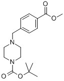 structure of CAS# 844891-11-8, Tert-Butyl 4-[4-(Methoxycarbonyl)Benzyl]Piperazine-1-Carboxylate;4-[(4-CARBOXYPHENYL)METHYL]-1-PIPERAZINE CARBOXYLIC ACID METHYL ESTER, 1-(1,1-DIMETHYLETHYL) ESTER;TERT-BUTYL 4-[4-(METHOXYCARBONYL)BENZYL]PIPERAZINE-1-CARBOXYLATE;4-[4-(Methoxycarbonyl)Benzyl]Piperazine, N1-BOC Protected 97%