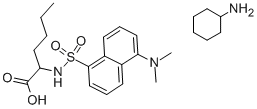 structure of CAS# 84540-65-8, Dansyl-DL-Norleucine Cyclohexylammonium Salt;N-[[5-(Dimethylamino)-1-Naphthyl]Sulphonyl]-DL-Norleucine, Compound With Cyclohexylamine (1:1);DANSYL-DL-NORLEUCINE CYCLOHEXYLAMMONIUM SALT;Dansyl-Dl-Norleucine Cyclohexylammonium