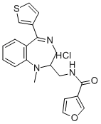 CAS#: 84671-34-1， N-((2,3-Dihydro-1-Methyl-5-(3-Thienyl)-1H-1,4-Benzodiazepin-2-Yl)Methyl)-3-Furancarboxamide Monohydrochloride