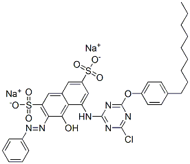 CAS#: 84852-25-5， Disodium 5-[[4-Chloro-6-(4-Nonylphenoxy)-1,3,5-Triazin-2-Yl]Amino]-4-Hydroxy-3-(Phenylazo)Naphthalene-2,7-Disulphonate