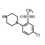 structure of CAS# 849035-68-3, 1-[4-Chloro-2-(methylsulfonyl)phenyl]piperazine;1-(4-chloro-2-(methylsulfonyl)phenyl)piperazine;1-[4-Chloro-2-(methylsulphonyl)phenyl]piperazine;5-Chloro-2-(piperazin-1-yl)phenyl methyl sulphone