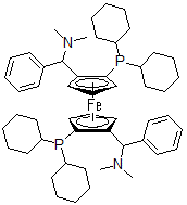 结构式 CAS# 849924-78-3, (1S,1'S)-1,1'-二(二环己基膦基)-2,2'-二[(S)-(二甲基氨基)苯基甲基]-二茂铁