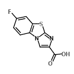 structure of CAS# 849924-90-9, 7-Fluoroimidazo[2,1-b][1,3]benzothiazole-2-carboxylic acid;7-Fluoro-benzo[d]imidazo[2,1-b]thiazole-2-carboxylic acid;7-Fluoro-<wbr>benzo[d]i<wbr>midazo[2,<wbr>1-b]thiaz<wbr>ole-2-car<wbr>boxylic a<wbr>cid hydra<wbr>te;7-Fluoro-benzo[d]imidazo[2,1-b]thiazole-2-carboxylicacid