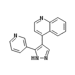 structure of CAS# 849924-96-5, 4-[5-(3-Pyridinyl)-1H-pyrazol-4-yl]quinoline;4-(3-(pyridin-3-yl)-1H-pyrazol-4-yl)quinoline;4-(3-Pyridin-3-yl-1H-pyrazol-4-yl)quinoline;4-[3-(Pyridin-3-yl)-(1H)-pyrazol-4-yl]quinoline
