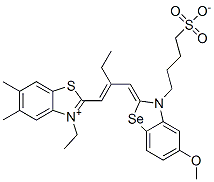 CAS#: 85050-03-9， 3-Ethyl-2-[2-[[5-Methoxy-3-(4-Sulfobutyl)-2(3H)-Benzoselenazolylidene]Methyl]-1-Butenyl]-5,6-Dimethyl-Benzothiazolium Inner Salt