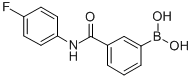 structure of CAS# 850567-35-0, 3-(4-Fluorophenyl)Aminocarbonylphenylboronic Acid;[3-(4-FLUOROPHENYL)AMINOCARBONYL]BENZENEBORONIC ACID;3-(4-Fluorophenylcarbamoyl)Benzeneboronic Acid, 97%;(3-((4-Fluorophenyl)Carbamoyl)Phenyl)Boronic Acid