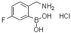 结构式 CAS# 850568-03-5, (2-氨基甲基-5-氟)苯基硼酸盐酸盐