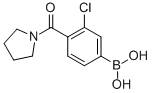 structure of CAS# 850589-51-4, 3-Chloro-4-(Pyrrolidinyl-1-Carbonyl)Phenylboronic Acid;3-Chloro-4-(N-Pyrrolidin-1-Ylcarbonyl)Benzeneboronic Acid 97%;[3-CHLORO-4-(N-PYRROLIDIN-1-YLCARBONYL)]BENZENEBORONIC ACID;3-Chloro-4-(1-Pyrrolidinylcarbonyl)Benzeneboronic Acid, 95%