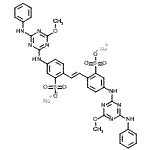 CAS#: 85154-00-3， Disodium 2,2'-[(E)-1,2-ethenediyl]bis{5-[(4-anilino-6-methoxy-1,3,5-triazin-2-yl)amino]benzenesulfonate}