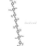 CAS#: 85188-14-3， Hexasodium 2,2'-{1,2-diazenediylbis[(2-sulfonato-4,1-phenylene)(E)-2,1-ethenediyl]}bis[5-({2-methoxy-4-[(4-methoxy-3-sulfonatophenyl)diazenyl]-5-methylphenyl}diazenyl)benzenesulfonate]