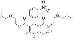 CAS#: 85387-16-2, 1,4-Dihydro-2-(Hydroxymethyl)-6-Methyl- 4-(3-Nitrophenyl)-3,5-Pyridinedicarboxylic Acid 5-(2-(2-Propenyloxy)Ethyl) 3-(2-Propoxyethyl) Ester
