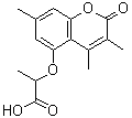 structure of CAS# 853892-40-7, 2-[(3,4,7-Trimethyl-2-oxo-2H-chromen-5-yl)oxy]propanoic acid;2-[(3,4,7-trimethyl-2-oxo-2H-chromen-5-yl)oxy]propanoic acid;2-[(3,4,7<wbr>-Trimethy<wbr>l-2-oxo-2<wbr>H-chromen<wbr>-5-yl)oxy<wbr>]-propano<wbr>ic acid;MFCD05863718