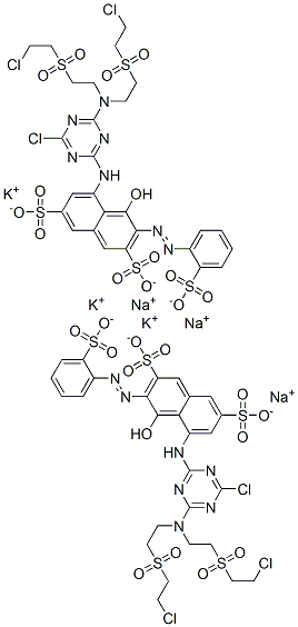 CAS#: 85554-62-7， 5-[[4-[Bis[2-[(2-Chloroethyl)Sulphonyl]Ethyl]Amino]-6-Chloro-1,3,5-Triazin-2-Yl]Amino]-4-Hydroxy-3-[(2-Sulphophenyl)Azo]Naphthalene-2,7-Disulphonic Acid, Potassium Sodium Salt