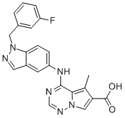 CAS#: 856667-80-6， 4-[[1-[(3-Fluorophenyl)Methyl]-1H-Indazol-5-Yl]Amino]-5-Methyl-Pyrrolo[2,1-f][1,2,4]Triazine-6-Carboxylic Acid
