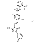 CAS#: 85750-14-7， Sodium 2-{[(2-chloro-4-{[1-(3-chlorophenyl)-3-methyl-5-oxo-4,5-dihydro-1H-pyrazol-4-yl]diazenyl}-5-hydroxyphenyl)sulfonyl]amino}benzoate
