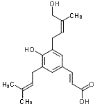 CAS#: 85819-51-8， (2E)-3-{4-Hydroxy-3-[(2Z)-4-hydroxy-3-methyl-2-buten-1-yl]-5-(3-methyl-2-buten-1-yl)phenyl}acrylic acid