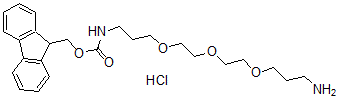 structure of CAS# 868599-75-1, 15-Amino-6,9,12-Trioxa-2-Azapentadecanoic Acid 9H-Fluoren-9-Ylmethyl Ester Hydrochloride (1:1);1-(9-FLUOROENYLMETHYLOXYCARBONYL-AMINO)-4,7,10-TRIOXA-13-TRIDECANAMINE HYDROCHLORIDE;1-(9-FLUORENYLMETHYLOXYCARBONYL-AMINO)-4,7,10-TRIOXA-13-TRIDECANAMINE HYDROCHLORIDE;FMOC-1-AMINO-4,7,10-TRIOXA-13-TRIDECANAMINE HYDROCHLORIDE