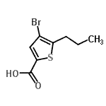 structure of CAS# 869951-15-5, 4-Bromo-5-propyl-2-thiophenecarboxylic acid;2-THIOPHENECARBOXYLICACID, 4-BROMO-5-PROPYL-;4-Bromo-5-propylthiophene-2-carboxylic acid;4-Bromo-5-propylthiophene-2-carboxylicacid