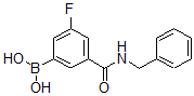 structure of CAS# 874219-41-7, B-[3-Fluoro-5-[[(Phenylmethyl)Amino]Carbonyl]Phenyl]-Boronic Acid;3-(Benzylcarbamoyl)-5-Fluorobenzeneboronic Acid 98%;3-(Benzylcarbamoyl)-5-Fluorobenzeneboronicacid98%;3-(BENZYLCARBAMOYL)-5-FLUOROBENZENEBORONIC ACID