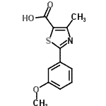 structure of CAS# 879636-95-0, 2-(3-Methoxyphenyl)-4-methyl-1,3-thiazole-5-carboxylic acid;2-(3-methoxyphenyl)-4-methylthiazole-5-carboxylic acid;2-(3-Methoxy-phenyl)-4-methyl-thiazole-5-carboxylic acid;4-Methyl-2-(3-methoxyphenyl)thiazole-5-carboxylic