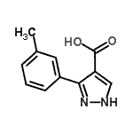 structure of CAS# 879996-72-2, 3-(3-Methylphenyl)-1H-pyrazole-4-carboxylic acid;3-(3-methylphenyl)-1H-pyrazole-4-carboxylic acid;5-m-Tolyl-1H-pyrazole-4-carboxylic;5-M-TOLYL-1H-PYRAZOLE-4-CARBOXYLIC ACID