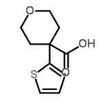 structure of CAS# 880166-18-7, 4-(2-thienyl)tetrahydropyran-4-carboxylic acid;4-(2-thienyl)-2H-3,4,5,6-tetrahydropyran-4-carboxylic acid;4-(Thien-2-yl)tetrahydro-2H-pyran-4-carboxylic acid;4-(Thien-2-yl)tetrahydro-2H-pyran-4-carboxylic acid 97%
