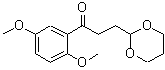 structure of CAS# 884504-42-1, 1-(2,5-Dimethoxyphenyl)-3-(1,3-dioxan-2-yl)-1-propanone;2',5'-Dimethoxy-3-(1,3-Dioxan-2-Yl)Propiophenone;MFCD02261843