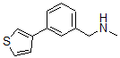 structure of CAS# 884507-27-1, N-Methyl-3-(3-Thienyl)-Benzenemethanamine;N-Methyl-N-(3-Thien-3-Ylbenzyl)Amine, 3-{[3-(Methylamino)Methyl]Phenyl}Thiophene;N-Methyl-N-(3-Thien-3-Ylbenzyl)Amine 97%;N-Methyl-3-(Thien-3-Yl)Benzylamine 97%
