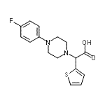 structure of CAS# 885276-73-3, [4-(4-Fluorophenyl)-1-piperazinyl](2-thienyl)acetic acid;[4-(4-Fluorophenyl)piperazin-1-yl]thiophen-2-ylacetic acid;[4-(4-FLU<wbr>ORO-PHENY<wbr>L)-PIPERA<wbr>ZIN-1-YL]<wbr>-THIOPHEN<wbr>-2-YL-ACE<wbr>TICACID;2-[4-(4-F<wbr>luorophen<wbr>yl)pipera<wbr>zin-1-yl]<wbr>-2-(thiop<wbr>hen-2-yl)<wbr>acetic ac<wbr>id