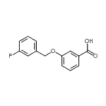 structure of CAS# 887599-64-6, 3-[(3-Fluorobenzyl)oxy]benzoic acid;3-(3-Fluoro-benzyloxy)-benzoic acid;3-[(3-Bromobenzyl)oxy]benzoic acid;3-[(3-fluorophenyl)methoxy]benzoic acid