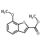 structure of CAS# 88791-17-7, methyl 7-methoxybenzothiophene-2-carboxylate;Benzo[b]t<wbr>hiophene-<wbr>2-carboxy<wbr>lic acid,<wbr> 7-methox<wbr>y-, methy<wbr>l ester