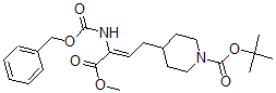 structure of CAS# 890849-78-2, 4-[4-Methoxy-4-Oxo-3-[[(Phenylmethoxy)Carbonyl]Amino]-2-Buten-1-Yl]-1-Piperidinecarboxylic Acid 1,1-Dimethylethyl Ester;4-(3-Benzyloxycarbonylamino-3-Methoxycarbonyl-Allyl)-Piperidine-1-Carboxylic Acid Tert-Butyl Ester;Tert-Butyl 4-(3-{[(Benzyloxy)Carbonyl]Amino}-4-Methoxy-4-Oxobut-2-En-1-Yl)Piperidine-1-Carboxylate;1-N-BOC-4-(3-CBZ-AMINO-3-METHOXYCARBONYLALLYL)-PIPERIDINE