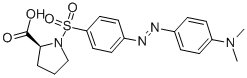 structure of CAS# 89131-09-9, Dabsyl-L-Proline;1-[[4-[[4-(Dimethylamino)Phenyl]Azo]Phenyl]Sulfonyl]-L-Proline;4-Dimethylaminoazobenzene-4'-Sulfonyl-L-Proline Dbs-Pro-OH;4-DIMETHYLAMINOAZOBENZENE-4'-SULFONYL-L-PROLINE