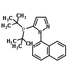structure of CAS# 894085-97-3, 5-[Bis(2-methyl-2-propanyl)phosphino]-1-(1-naphthyl)-1H-pyrazole;1H-Pyrazo<wbr>le, 5-[bi<wbr>s(1,1-dim<wbr>ethylethy<wbr>l)phosphi<wbr>no]-1-(1-<wbr>naphthale<wbr>nyl)-;5-(DI-TERT-BUTYLPHOSPHINO)-1-(NAPHTHALEN-1-YL)-1H-PYRAZOLE;5-[Bis(2-<wbr>methyl-2-<wbr>propanyl)<wbr>phosphino<wbr>]-1-(1-na<wbr>phthyl)-1<wbr>H-pyrazol