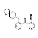 structure of CAS# 898755-84-5, 2-[2-(1,4-Dioxa-8-azaspiro[4.5]dec-8-ylmethyl)benzoyl]benzonitrile;2-cyano-2<wbr>'-[8-(1,4<wbr>-dioxa-8-<wbr>azaspiro[<wbr>4.5]decyl<wbr>)methyl]b<wbr>enzopheno<wbr>ne