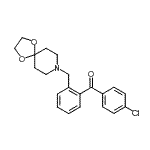 structure of CAS# 898756-02-0, (4-Chlorophenyl)[2-(1,4-dioxa-8-azaspiro[4.5]dec-8-ylmethyl)phenyl]methanone;4'-chloro<wbr>-2-[8-(1,<wbr>4-dioxa-8<wbr>-azaspiro<wbr>[4.5]decy<wbr>l)methyl]<wbr>benozphen<wbr>one
